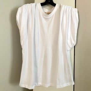 H&M white tee touched shoulder detail XL